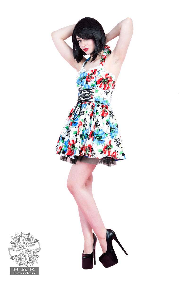 Red Hardy Geraniums Tea Dress